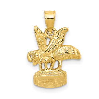 14k Yellow Gold Bee on HONEY Jar Pendant