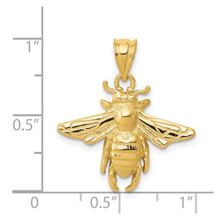 14k Yellow Gold Solid Open-Backed Bee Pendant