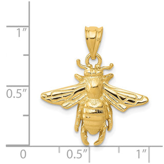 14k Yellow Gold Solid Open-Backed Bee Pendant