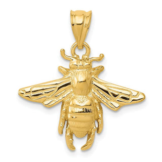 14k Yellow Gold Solid Open-Backed Bee Pendant