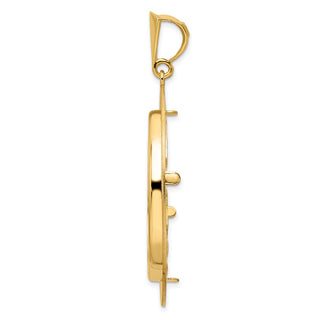 14k Yellow Gold 32.7mm Textured Prong Coin Bezel Pendant - Fits 1 oz American Eagle, 1 oz Cat, and 1 oz Krugerrand