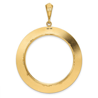 14k Yellow Gold 32.7mm Textured Prong Coin Bezel Pendant - Fits 1 oz American Eagle, 1 oz Cat, and 1 oz Krugerrand