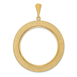 14k Yellow Gold 32.7mm Textured Prong Coin Bezel Pendant - Fits 1 oz American Eagle, 1 oz Cat, and 1 oz Krugerrand