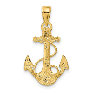 14k Yellow Gold Solid Polished Anchor Pendant C2486