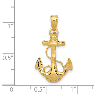 14k Yellow Gold Solid Polished Anchor Pendant C2486