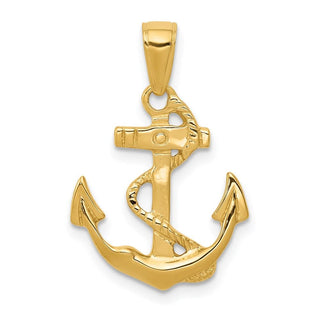 14k Yellow Gold Solid Polished Anchor Pendant C2487