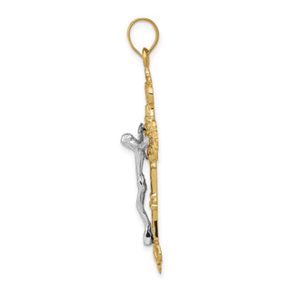 14k Yellow Gold Inri Fleur De Lis Crucifix Pendant C249