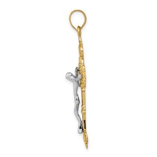 14k Yellow Gold Inri Fleur De Lis Crucifix Pendant C249