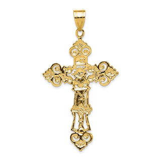 14k Yellow Gold Inri Fleur De Lis Crucifix Pendant C250