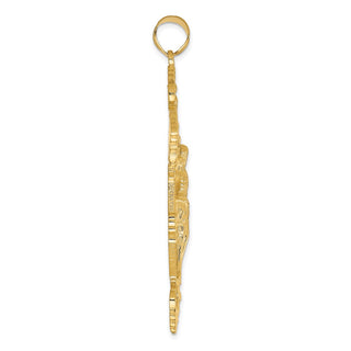 14k Yellow Gold Inri Fleur De Lis Crucifix Pendant C251