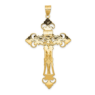 14k Yellow Gold Inri Fleur De Lis Crucifix Pendant C251
