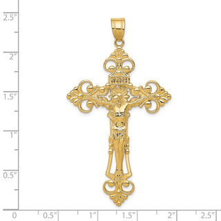 14k Yellow Gold Inri Fleur De Lis Crucifix Pendant C251