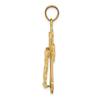 14k Yellow Gold Inri Fleur De Lis Crucifix Pendant C253
