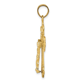 14k Yellow Gold Inri Fleur De Lis Crucifix Pendant C253