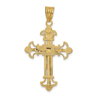 14k Yellow Gold Inri Fleur De Lis Crucifix Pendant C253