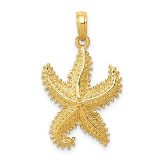 14k Yellow Gold Polished Open-Backed Starfish Pendant C2537