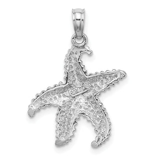 14K White Gold Polished Open-Backed Starfish Pendant
