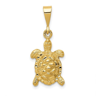 14k Yellow Gold Solid Polished Open-Backed Sea Turtle Charm