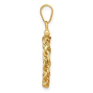 14k Yellow Gold 14mm 3mm Rope Screw Top Coin Bezel Pendant - Fits 1/20 oz Maple Leaf and Other Coins