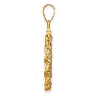 14k Yellow Gold 16mm 3mm Rope Screw Top Coin Bezel Pendant - Fits 1/10 oz Maple Leaf, Maple Leaf, and Other Coins
