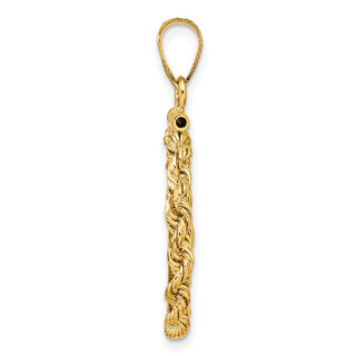 14k Yellow Gold 16.5mm 2.6mm Rope Screw Top Coin Bezel Pendant - Fits 1/10 oz American Eagle and 1/10 oz Krugerrand
