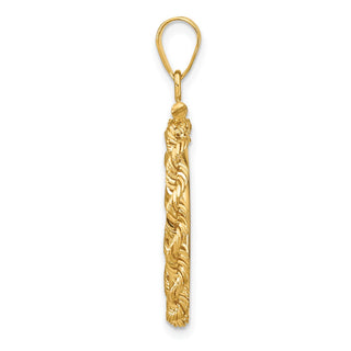 14k Yellow Gold 18mm 3mm Rope Screw Top Coin Bezel Pendant - Fits 1/10 oz Cat