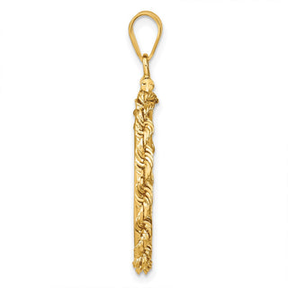 14k Yellow Gold 21.6mm 3mm Rope Screw Top Coin Bezel Pendant - Fits US $5 Bald Eagle, US $5 Congressional, US $5 Liberty, and Other Coins