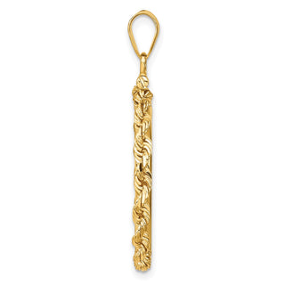 14k Yellow Gold 22mm 3mm Rope Screw Top Coin Bezel Pendant - Fits 1/4 oz American Eagle and Other Coins