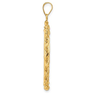 14k Yellow Gold 27mm 3mm Rope Screw Top Coin Bezel Pendant - Fits 1/2 oz American Eagle, US $10 Liberty, and Other Coins