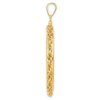 14k Yellow Gold 30mm 3mm Rope Screw Top Coin Bezel Pendant - Fits 1 oz Maple Leaf and 1/2 oz Cat