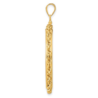 14k Yellow Gold 32mm 3mm Rope Screw Top Coin Bezel Pendant - Fits 1 oz Australian Nugget, 1 oz Kangaroo, 1 oz Panda, and Other Coins