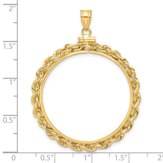 14k Yellow Gold 32mm 3mm Rope Screw Top Coin Bezel Pendant - Fits 1 oz Australian Nugget, 1 oz Kangaroo, 1 oz Panda, and Other Coins