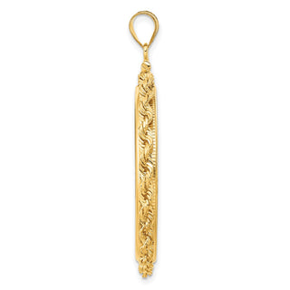 14k Yellow Gold 32.7mm 3mm Rope Screw Top Coin Bezel Pendant - Fits 1 oz American Eagle, 1 oz Cat, and 1 oz Krugerrand