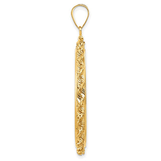 14k Yellow Gold 34.2mm 3mm Rope Screw Top Coin Bezel Pendant - Fits US $20 Liberty and US $20 St. Gaudens