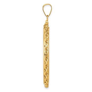 14k Yellow Gold 37mm 3mm Rope Screw Top Coin Bezel Pendant - Fits 50 Pesos and Centenario