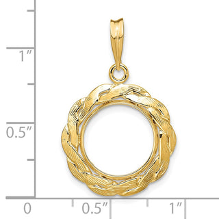 14k Yellow Gold 13mm Braided Prong Coin Bezel Pendant - Fits 2 Pesos and US $1