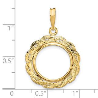 14k Yellow Gold 15mm Braided Prong Coin Bezel Pendant - Fits US $1 Type 2