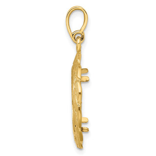 14k Yellow Gold 15.5mm Braided Prong Coin Bezel Pendant - Fits 2.5 Pesos