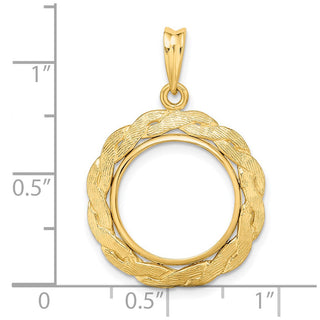 14k Yellow Gold 15.5mm Braided Prong Coin Bezel Pendant - Fits 2.5 Pesos