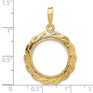14k Yellow Gold 17.8mm Braided Prong Coin Bezel Pendant - Fits US $2.50 Liberty and Other Coins