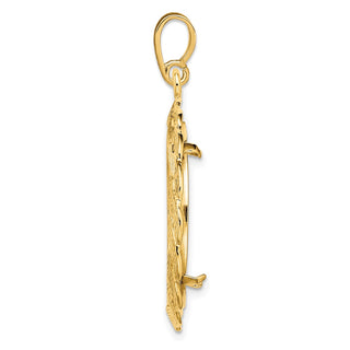 14k Yellow Gold 21.6mm Braided Prong Coin Bezel Pendant - Fits US $5 Bald Eagle, US $5 Congressional, US $5 Liberty, and Other Coins
