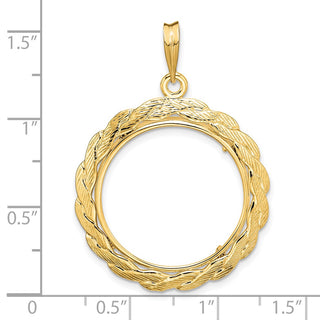 14k Yellow Gold 21.6mm Braided Prong Coin Bezel Pendant - Fits US $5 Bald Eagle, US $5 Congressional, US $5 Liberty, and Other Coins