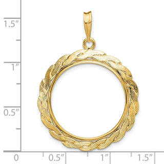 14k Yellow Gold 22mm Braided Prong Coin Bezel Pendant - Fits 1/4 oz American Eagle and Other Coins