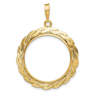 14k Yellow Gold 22mm Braided Prong Coin Bezel Pendant - Fits 1/4 oz American Eagle and Other Coins