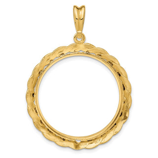 14k Yellow Gold 27.5mm Braided Prong Coin Bezel Pendant - Fits 20 Pesos