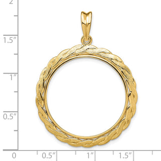 14k Yellow Gold 27.5mm Braided Prong Coin Bezel Pendant - Fits 20 Pesos