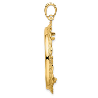 14k Yellow Gold 32.7mm Braided Prong Coin Bezel Pendant - Fits 1 oz American Eagle, 1 oz Cat, and 1 oz Krugerrand