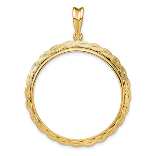 14k Yellow Gold 32.7mm Braided Prong Coin Bezel Pendant - Fits 1 oz American Eagle, 1 oz Cat, and 1 oz Krugerrand
