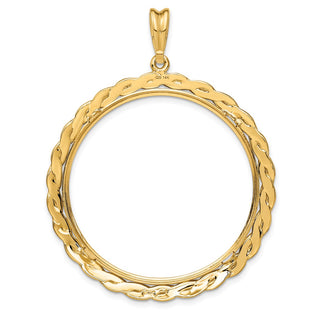 14k Yellow Gold 34.2mm Braided Prong Coin Bezel Pendant - Fits US $20 Liberty and US $20 St. Gaudens