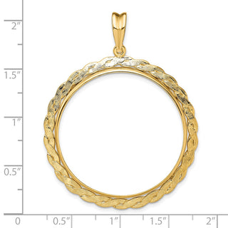 14k Yellow Gold 34.2mm Braided Prong Coin Bezel Pendant - Fits US $20 Liberty and US $20 St. Gaudens